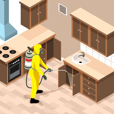 Isometric Pest Control Illustrationのイラスト素材