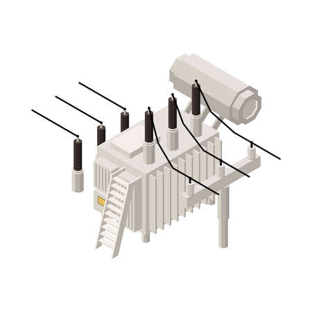 Power Transformer Isometric Compositionのイラスト素材