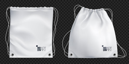 Realistic Drawstring Bag Transparent Setのイラスト素材