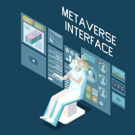 Isometric Metaverse Conceptのイラスト素材