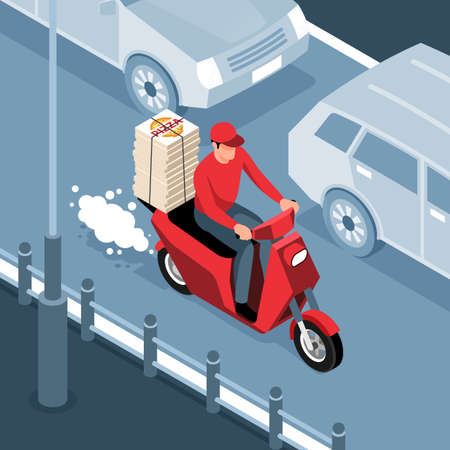 Delivery Man Isometric Illustrationのイラスト素材