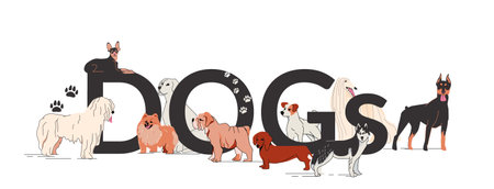 Dogs Outline Text Compositionのイラスト素材