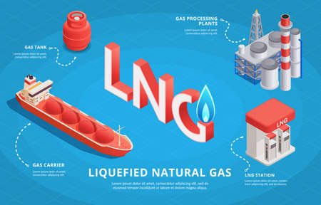 LNG Isometric Infographics Backgroundのイラスト素材
