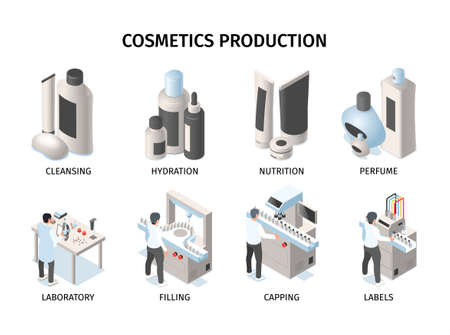 Cosmetics Production Isometric Compositionsのイラスト素材