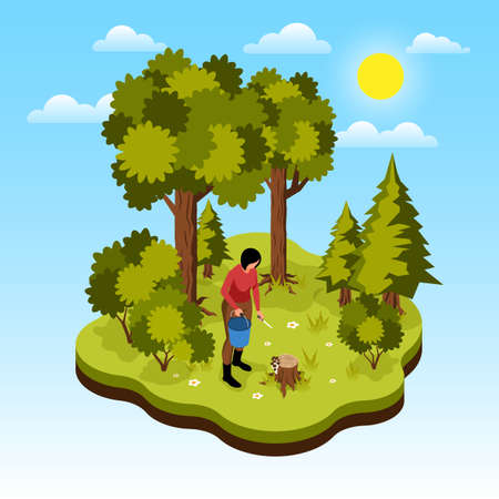 Mushroom Pickers Island Compositionのイラスト素材