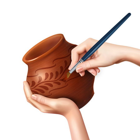 Realistic Painting Pottery Compositionのイラスト素材