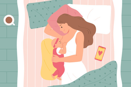 Flat Breastfeeding Compositionのイラスト素材