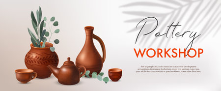 Realistic Pottery Workshop Backgroundのイラスト素材