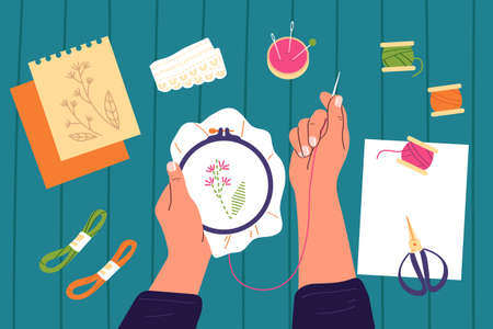 Craft Hobby Flat Backgroundのイラスト素材