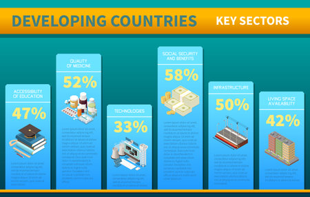 Developing Countries Key Sectors Infographicsのイラスト素材