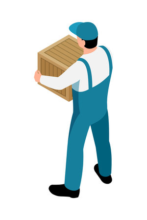Worker Isometric Illustrationのイラスト素材