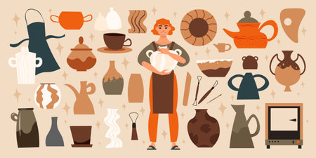 Pottery Studio Big Setのイラスト素材