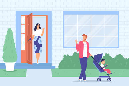 Leaving House Illustrationのイラスト素材