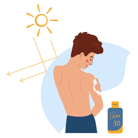 Applying Sunscreen Lotion Compositionのイラスト素材