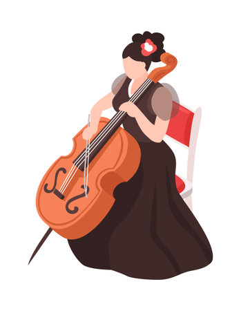 Isometric Cello Playerのイラスト素材