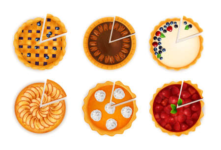 Sliced Bakery Pies Setのイラスト素材