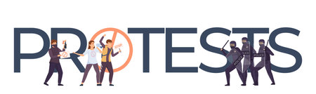 Protest Revolution Flat Text Color Composition