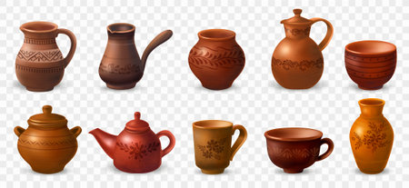 Clay Kitchenware Transparent Setのイラスト素材
