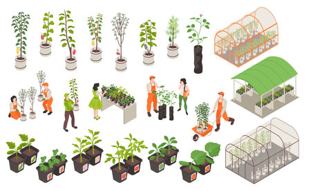 Isometric Nursery Garden Setのイラスト素材