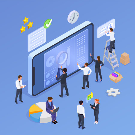 Business Software Isometric Design Conceptのイラスト素材