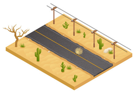 Desert Landscape Isometric Elementのイラスト素材