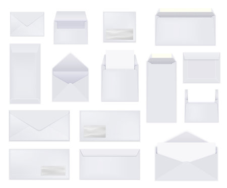 White Envelopes Realistic Setのイラスト素材