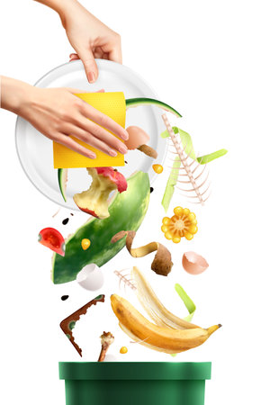 Food Waste Cleanup Compositionのイラスト素材