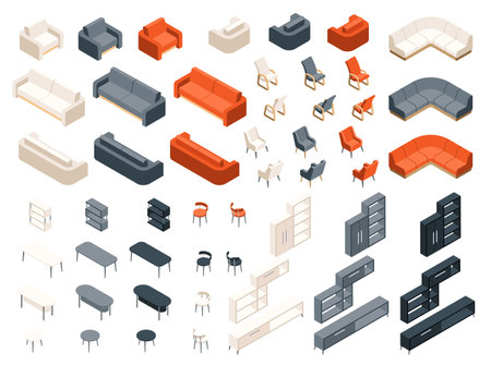 Isometric Home Furniture Setのイラスト素材