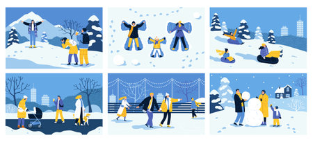 Flat Winter Holiday Setのイラスト素材