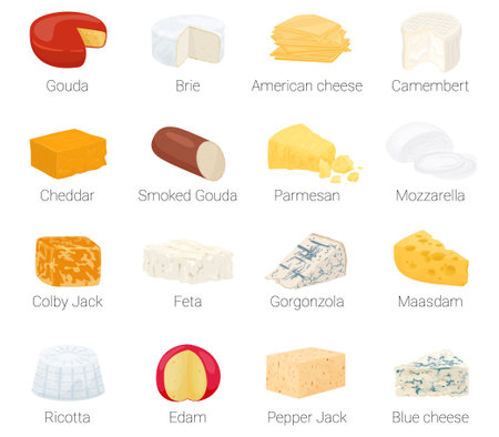 Cheese Flat Icon Setのイラスト素材