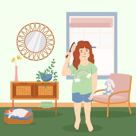 Childish Daily Routine Flat Posterのイラスト素材