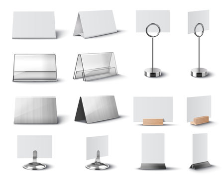 Blank Place Cards Realistic Setのイラスト素材