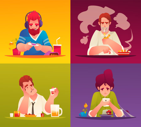 Addicted People Cartoonのイラスト素材