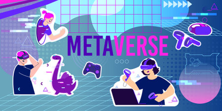 Metaverse Flat Collage Compositionのイラスト素材