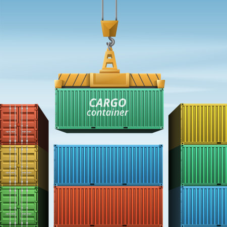 Cargo Container Loading Compositionのイラスト素材