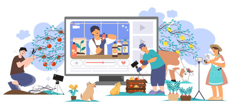 Farmers Video Blog Compositionのイラスト素材