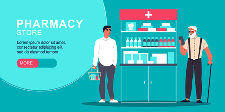 Pharmacy Horizontal Bannerのイラスト素材