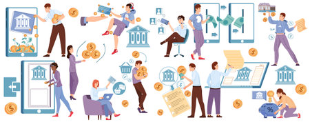 Banking Services Icons Setのイラスト素材