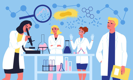 Scientist Laboratory Flat Backgroundのイラスト素材