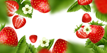 Realistic Strawberry Backgroundのイラスト素材