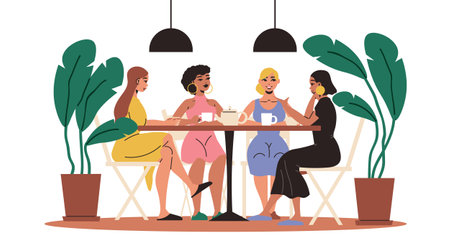 Female Friends In Cafeのイラスト素材