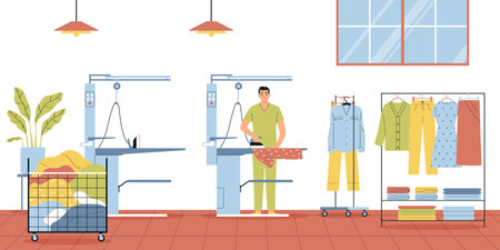 Flat Laundry Illustrationのイラスト素材