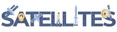 Satellites Concept Illsutrationのイラスト素材