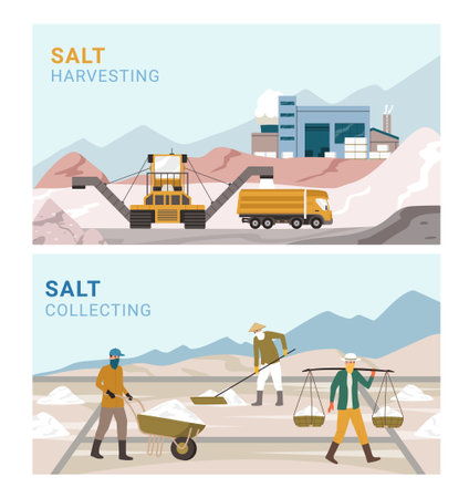 Salt Production Bannersのイラスト素材
