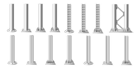 Metal Poles Realistic Setのイラスト素材
