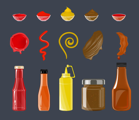 Flat Sauces Setのイラスト素材
