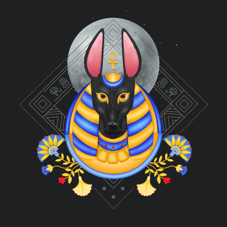 Anubis Egyptian God Compositionのイラスト素材