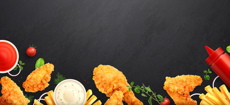 Fast Food Chalkboard Backgroundのイラスト素材