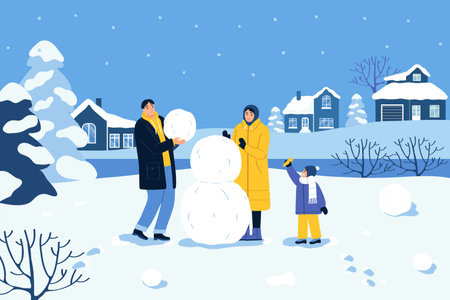 Winter Holiday Flat Illustrationのイラスト素材