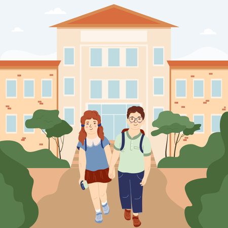 Child Daily Routine Flat Backgroundのイラスト素材